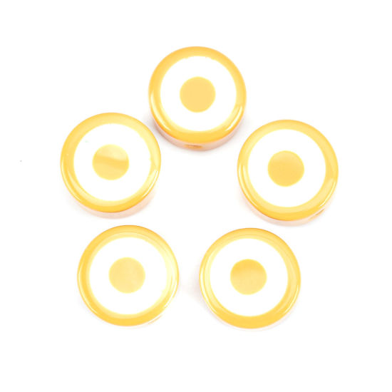 Picture of Resin Spacer Beads Flat Round Yellow About 19mm Dia, Hole: Approx 3.3mm, 5 PCs