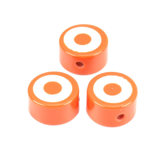 Bild von Harz Abstandshalter Perlen Flachrund Orangerot 19mm D., Loch: 3.3mm, 5 Stück