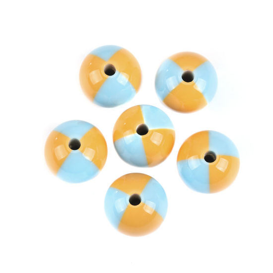 Picture of Resin Spacer Beads Round Yellow & Blue About 18mm Dia, Hole: Approx 3.4mm, 10 PCs