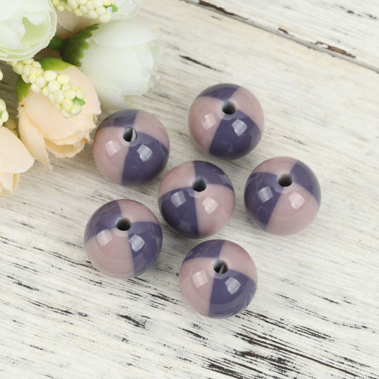 Picture of Resin Spacer Beads Round Blue Violet About 18mm Dia, Hole: Approx 3.4mm, 10 PCs