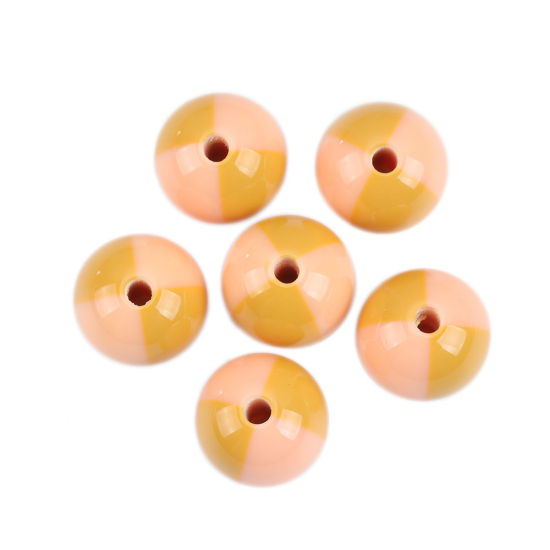 Picture of Resin Spacer Beads Round Orange Pink & Yellow About 18mm Dia, Hole: Approx 3.4mm, 10 PCs