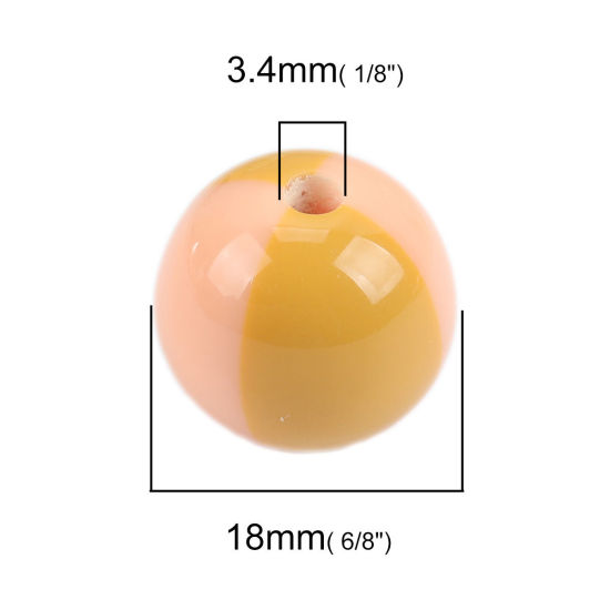 Picture of Resin Spacer Beads Round Orange Pink & Yellow About 18mm Dia, Hole: Approx 3.4mm, 10 PCs