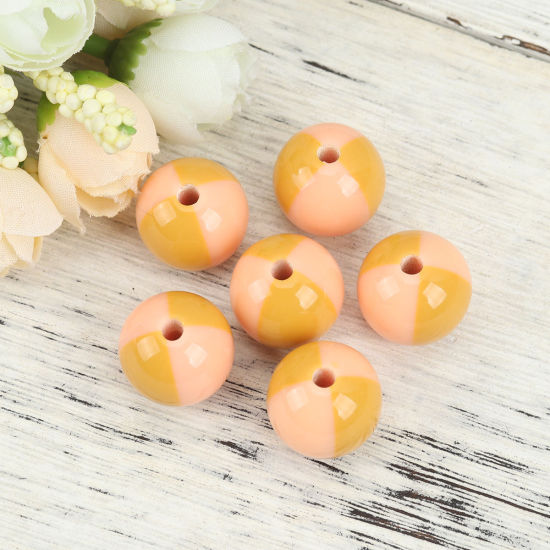 Picture of Resin Spacer Beads Round Orange Pink & Yellow About 18mm Dia, Hole: Approx 3.4mm, 10 PCs