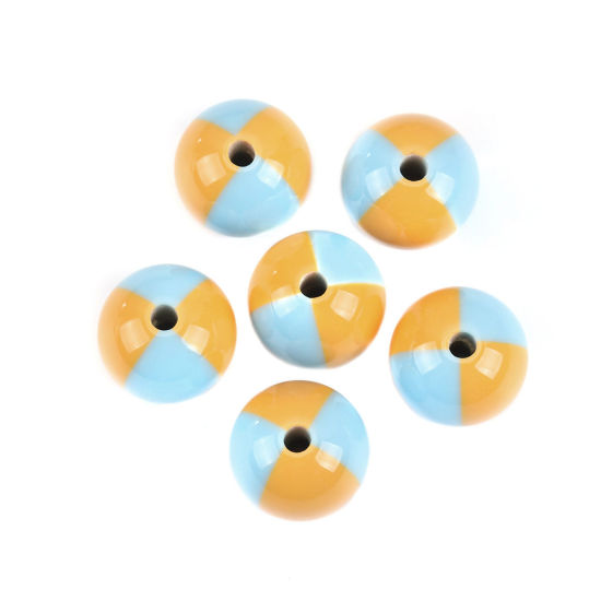 Picture of Resin Spacer Beads Round Yellow & Blue About 15mm Dia, Hole: Approx 3.4mm, 10 PCs