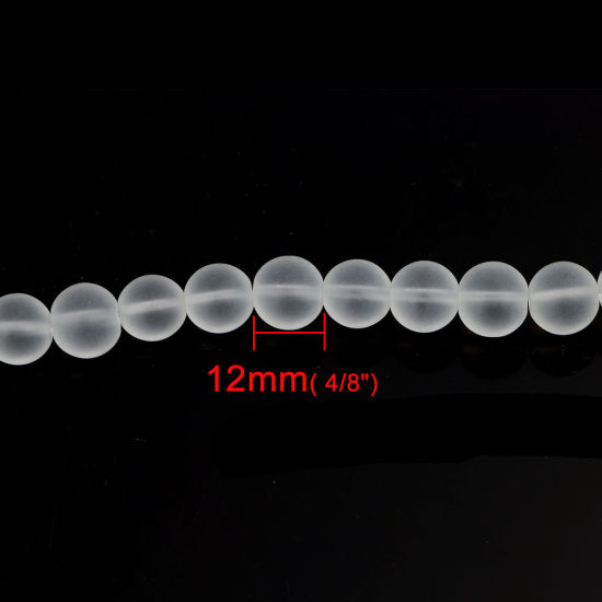 Image de Perles en Verre Transparent Givré, Env. 12mm Dia, Trou: 0.9mm, 38cm long, 2 Enfilades (env. 33 Pcs/Enfilade)