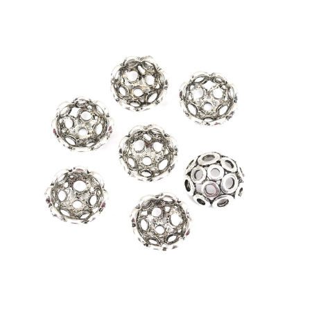 Zamak Tapón de cuentas Ronda Plata Antigua Filigrana (Apta la Cuenta: 16mm Dia.) 16mm Dia, 20 Unidades