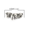 Picture of Zinc Based Alloy Metal Sewing Shank Buttons Drilled Elephant Animal Antique Silver Color 4.3mm x 2.4mm, 5 PCs