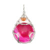Picture of (Grade A) Agate ( Natural ) Pendants Drop Silver Tone Fuchsia Wrapped 5.1cm x 3cm, 1 Piece
