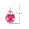 Picture of (Grade A) Agate ( Natural ) Pendants Drop Silver Tone Fuchsia Wrapped 5.1cm x 3cm, 1 Piece