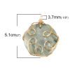Picture of (Grade B) Stone ( Natural ) Pendants Gold Plated Sage Green Round Wrapped 5.1cm x 4.1cm, 1 Piece