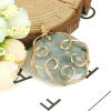 Picture of (Grade B) Stone ( Natural ) Pendants Gold Plated Sage Green Round Wrapped 5.1cm x 4.1cm, 1 Piece