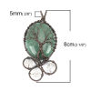 Picture of (Grade A) Aventurine ( Natural ) Pendants Antique Copper Dark Green Oval Tree Wrapped 8cm x 3.5cm, 1 Piece