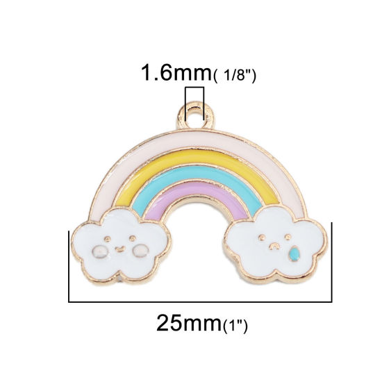 Picture of Zinc Based Alloy Weather Collection Charms Rainbow Gold Plated Multicolor Enamel 25mm x 18mm, 10 PCs
