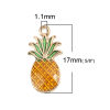 Picture of Zinc Based Alloy Charms Pineapple/ Ananas Fruit Gold Plated Green & Orange Enamel 17mm x 9mm, 20 PCs