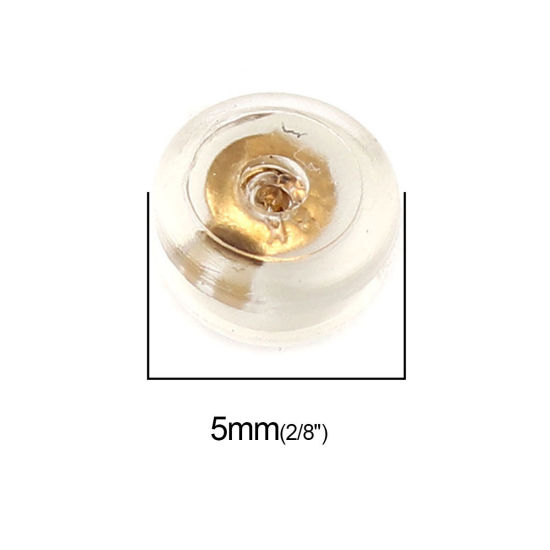 Bild von Silikon Ohrring Ohrstecker Stopper Ohrringe Halbrund Golden Transparent 5mm x 4mm, 20 Stück