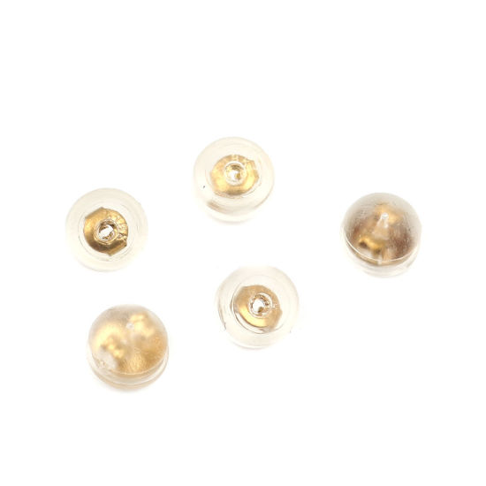 Bild von Silikon Ohrring Ohrstecker Stopper Ohrringe Halbrund Golden Transparent 5mm x 4mm, 20 Stück