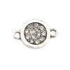 Bild von Zinklegierung Verbinder Rund Antiksilber Transparent Strass 22mm x 14mm, 10 Stück