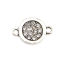 Picture of Zinc Based Alloy Connectors Round Antique Silver Color Clear Rhinestone 22mm x 14mm, 10 PCs