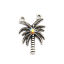 Picture of Zinc Based Alloy Connectors Coconut Palm Tree Antique Silver Color Multicolor Rhinestone 27mm x 18mm, 10 PCs