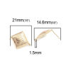 Picture of Brass Ear Post Stud Earrings 18K Real Gold Plated Rhombus W/ Loop 21mm x 18mm, Post/ Wire Size: (21 gauge), 2 PCs                                                                                                                                             