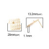 Picture of Brass Ear Post Stud Earrings 18K Real Gold Plated Rhombus Grid Checker W/ Loop 20mm x 20mm, Post/ Wire Size: (20 gauge), 2 PCs                                                                                                                                