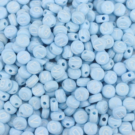 Picture of Acrylic Beads Flat Round At Random Initial Alphabet/ Capital Letter Pattern 