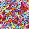 Picture of Acrylic Beads Flat Round At Random Mixed Multicolor Greek Alphabet Pattern About 7mm Dia., Hole: Approx 1.4mm, 200 PCs
