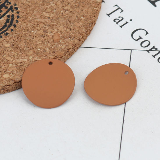 Bild von Zinklegierung Charms Rund Khaki 18mm D., 10 Stück