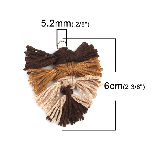 Image de Pendentifs Franges en Polyester Feuille Multicolore Tissé 6cm x 4cm, 5 Pcs