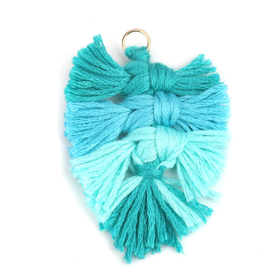 Image de Pendentifs Franges en Polyester Feuille Multicolore Tissé 6cm x 4cm, 5 Pcs