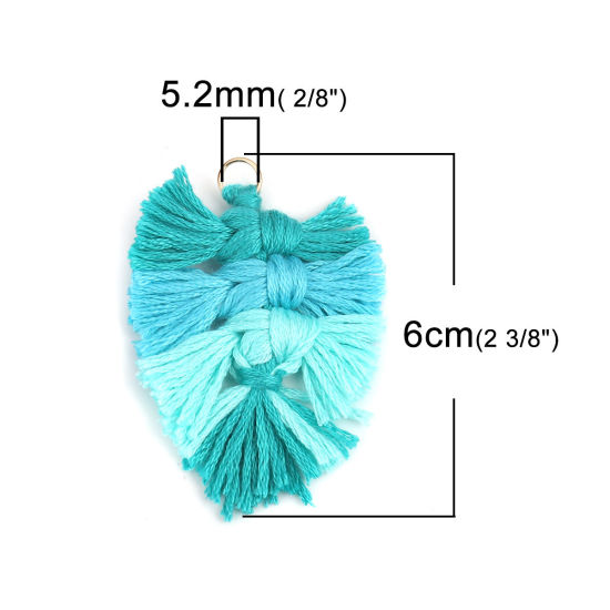 Image de Pendentifs Franges en Polyester Feuille Multicolore Tissé 6cm x 4cm, 5 Pcs