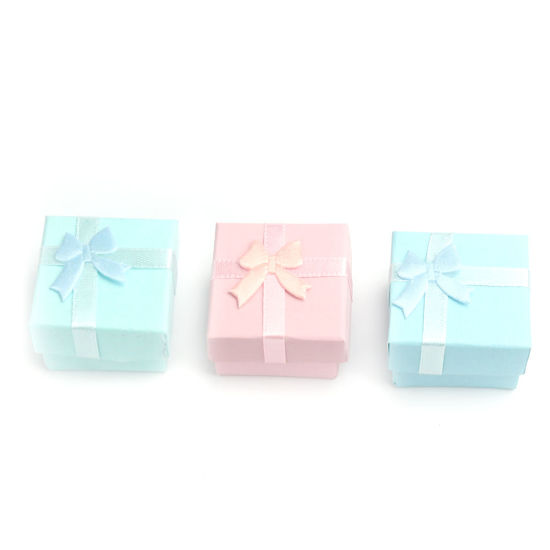 Picture of Paper Jewelry Gift Boxes Square At Random Mixed Bowknot Pattern 4.3cm x 4.3cm , 6 PCs