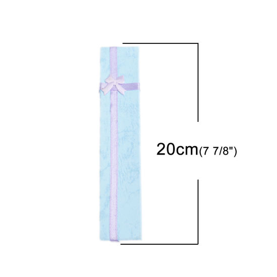 Picture of Paper Jewelry Gift Boxes Rectangle Purple Bowknot Pattern 20cm x 4cm , 2 PCs