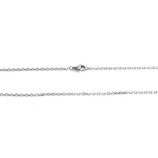 Picture of 304 Stainless Steel Paperclip Chains Link Cable Chain Necklace Silver Tone 50cm(19 5/8") long, 1 Piece