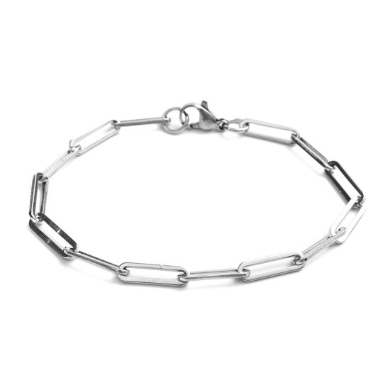 Picture of 304 Stainless Steel Bracelets Silver Tone Oval 18.5cm(7 2/8") long, 1 Piece