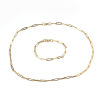 Picture of 304 Stainless Steel Jewelry Paperclip Chains Necklace Bracelets Set Gold Plated Oval 50cm(19 5/8") long, 19cm(7 4/8") long, 1 Set