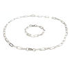 Picture of 304 Stainless Steel Jewelry Paperclip Chains Necklace Bracelets Set Silver Tone Oval 60cm(23 5/8") long, 19cm(7 4/8") long, 1 Set