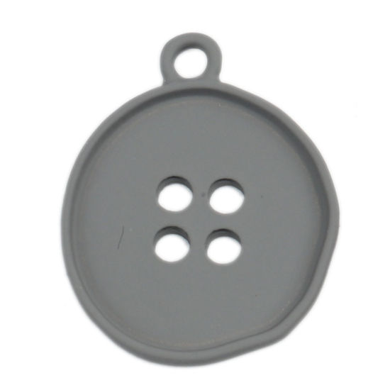 Picture of Zinc Based Alloy Charms Round Gray Button 24mm x 19mm, 10 PCs