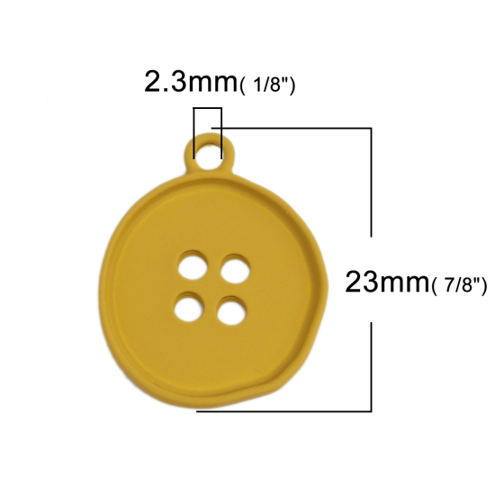 Picture of Zinc Based Alloy Charms Button Yellow Hollow 23mm x 19mm, 10 PCs