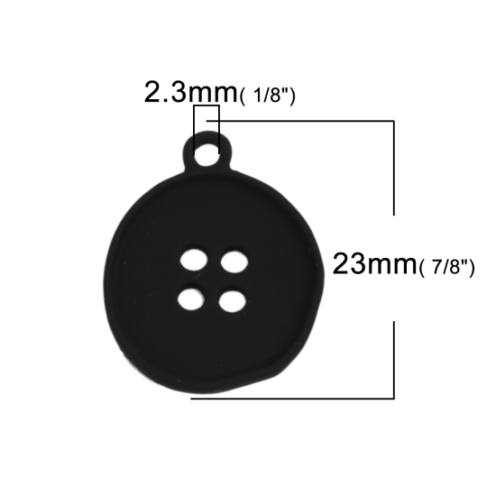 Picture of Zinc Based Alloy Charms Button Black Hollow 23mm x 19mm, 10 PCs