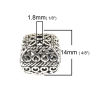 Picture of Zinc Based Alloy Spacer Beads Square Antique Silver Color Carved Pattern About 14mm x 14mm, Hole: Approx 1.8mm, 5 PCs