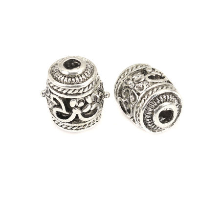 Zinc Based Alloy Spacer Beads Oval Antique Silver Color Flower About 14mm x 13mm, Hole: Approx 2.8mm, 5 PCs