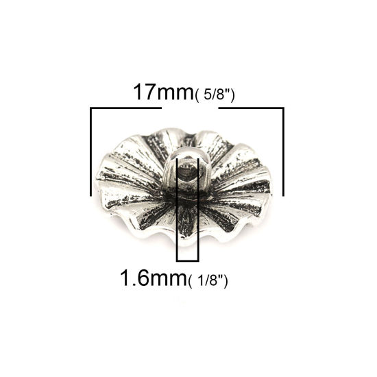 Picture of Zinc Based Alloy Metal Sewing Shank Buttons Round Antique Silver Color 17mm Dia., 10 PCs