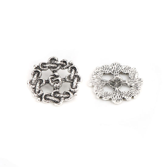 Picture of Zinc Based Alloy Spacer Beads Irregular Antique Silver Color Hollow About 27mm x 27mm, Hole: Approx 1.3mm, 10 PCs
