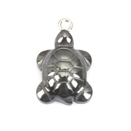 (Grade A) Hematite Ocean Jewelry Charms Gunmetal Sea Turtle Animal 21mm x 13mm, 1 Piece