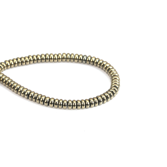 Bild von (Klasse B) Hämatit ( Natur ) Perlen Flachrund Sektfarben ca. 4mm D., Loch:ca. 1mm, 40.5cm lang, 1 Strang (ca. 208 Stück/Strang)