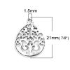 Imagen de Zamak Colgantes Charms Gota Plata Antigua Filigrana 21mm x 16mm, 20 Unidades