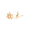 Picture of Brass Ear Post Stud Earrings Gold Plated Flower W/ Loop 12mm x 11mm, Post/ Wire Size: (20 gauge), 2 PCs