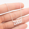 Picture of Stainless Steel Year Necklace Silver Tone Number Message " 2008 " 45cm(17 6/8") long, 1 Piece