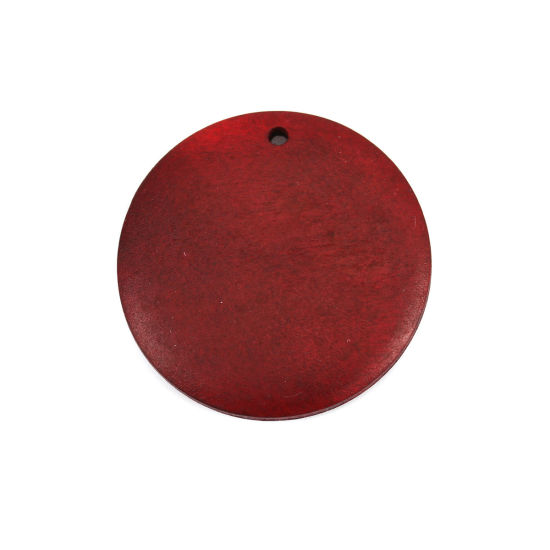 Picture of Natural Wood Pendants Round Wine Red 30mm Dia, 20 PCs